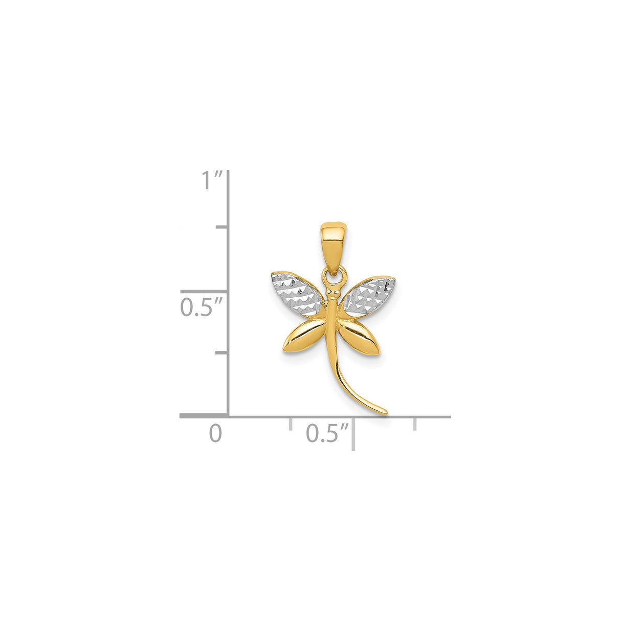 14k Multi-Tone Gold Dragonfly Pendant, Textured Nature-Inspired Charm for Women