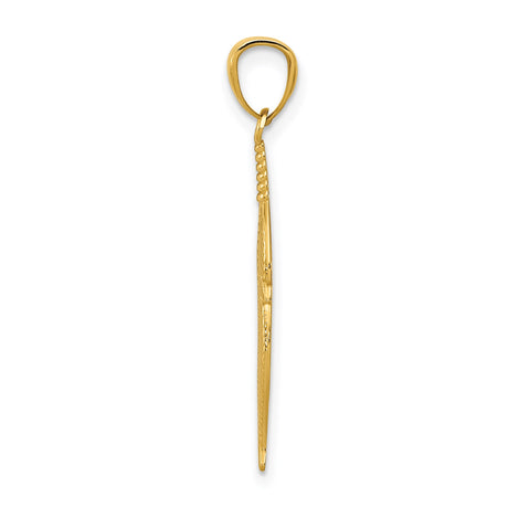 14k Yellow Gold Feather Pendant, Nature-Inspired Symbolic Charm, Boho and Spiritual Style for Women or Unisex