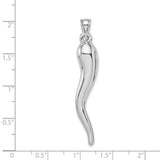 14k White Gold Italian Horn Cornicello Pendant, Symbol of Protection and Good Luck