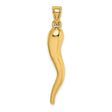 14k Yellow Gold Italian Horn Pendant, Cornicello Amulet for Good Luck and Protection