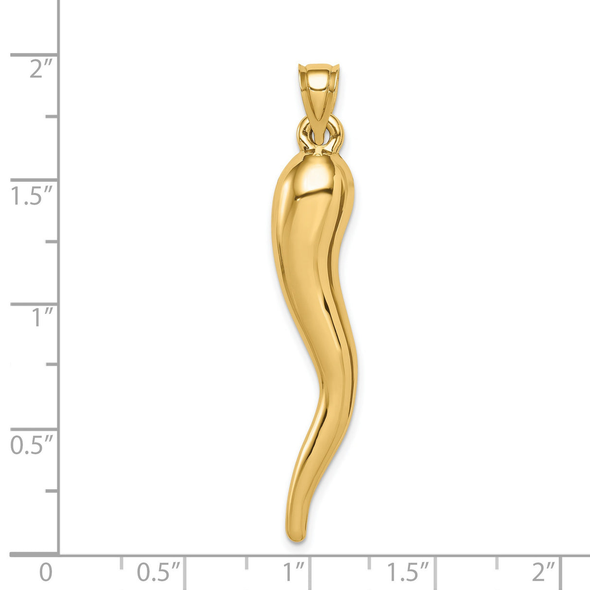 14k Yellow Gold Horn Pendant, Italian Cornicello Amulet for Evil Eye Protection
