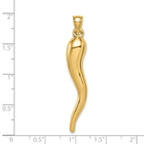 14k Yellow Gold Horn Pendant, Italian Cornicello Amulet for Evil Eye Protection