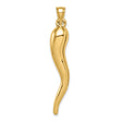 14k Yellow Gold Horn Pendant, Italian Cornicello Amulet for Evil Eye Protection