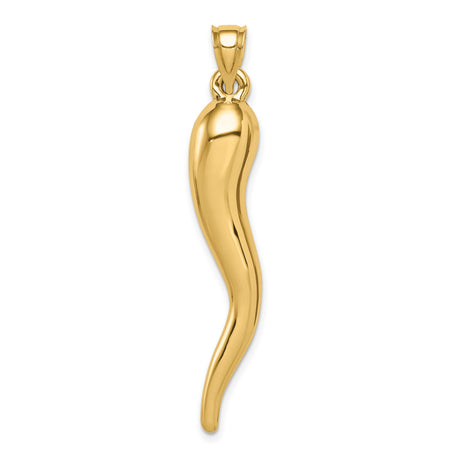 14k Yellow Gold Horn Pendant, Italian Cornicello Amulet for Evil Eye Protection