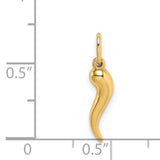 14k Yellow Gold Italian Horn Pendant, Cornicello Protection Charm Amulet for Good Luck
