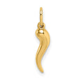 14k Yellow Gold Italian Horn Pendant, Cornicello Protection Charm Amulet for Good Luck