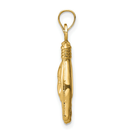 14k Yellow Gold Pendant with Rock Hand Gesture Symbol, Heavy Metal Music Charm