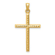 Hollow Diamond-cut Cross Charm Pendant in Real 14k Yellow Gold