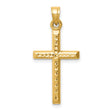 Hollow Diamond-cut Cross Charm Pendant in Real 14k Yellow Gold