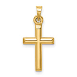 Hollow Diamond-cut Cross Charm Pendant in Real 14k Yellow Gold