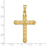 Hollow Diamond-cut Cross Charm Pendant in Real 14k Yellow Gold