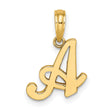 14k Yellow Gold Script Letter A Pendant, Cursive Initial Charm for Women