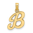 14k Yellow Gold Script Letter B Pendant, Polished Initial Charm for Women and Unisex Wear
