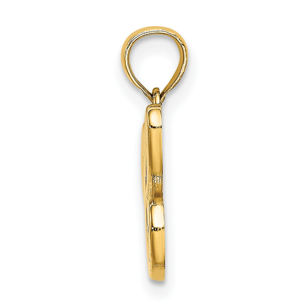 14k Yellow Gold Script Letter C Pendant, Polished Initial Charm for Women