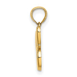 14k Yellow Gold Script Letter C Pendant, Polished Initial Charm for Women