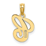 14k Yellow Gold Script Letter C Pendant, Polished Initial Charm for Women