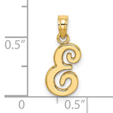 14k Yellow Gold Script Letter E Pendant, Cursive Initial Monogram Charm for Women or Unisex Wear