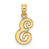 14k Yellow Gold Script Letter E Pendant, Cursive Initial Monogram Charm for Women or Unisex Wear
