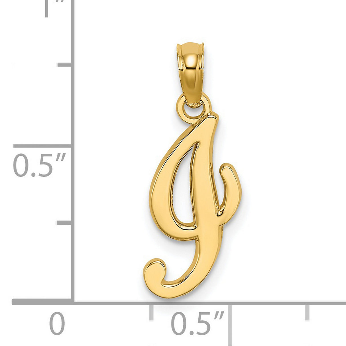 14k Yellow Gold Script Initial J Pendant, Cursive Letter Charm for Women