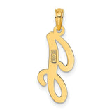 14k Yellow Gold Initial J Pendant, Polished Script Letter Charm for Women