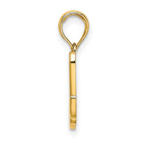 14k Yellow Gold Script M Pendant, Polished Initial Letter Charm with Flowing Design