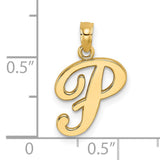 14k Yellow Gold Initial Pendant, Script Letter P Charm, Dainty Monogram Jewelry for Women