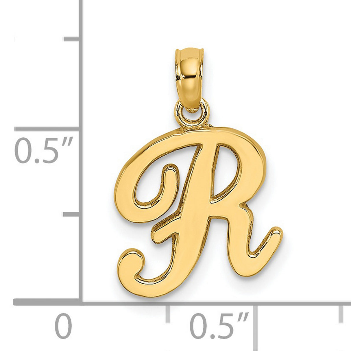 14k Yellow Gold Script R Pendant, Dainty Letter Charm, Monogram Jewelry for Women or Unisex Wear