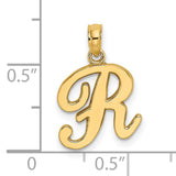 14k Yellow Gold Script R Pendant, Dainty Letter Charm, Monogram Jewelry for Women or Unisex Wear