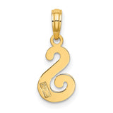 14k Yellow Gold Pendant, Script Letter S Charm, Polished Monogram Jewelry for Women