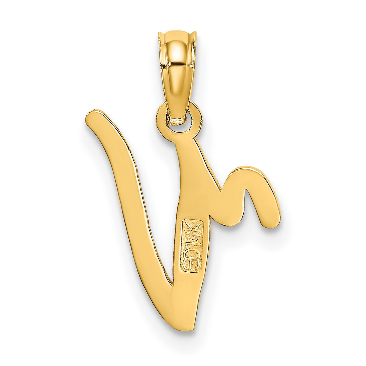 14k Yellow Gold Letter N Pendant, Script Initial Charm for Women