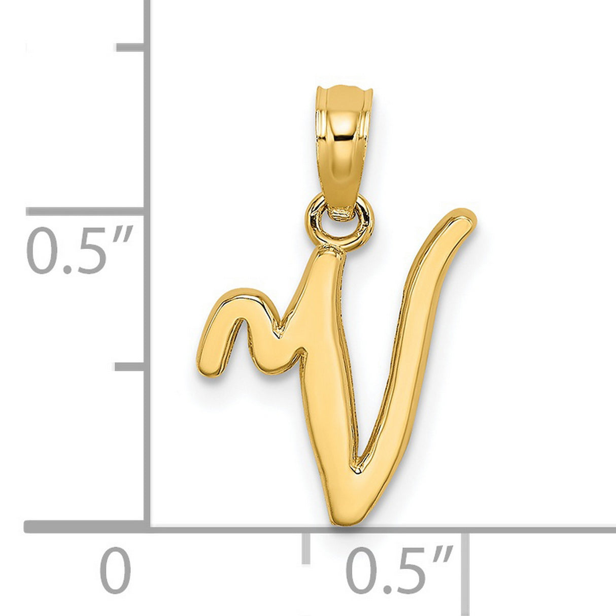 14k Yellow Gold Letter N Pendant, Script Initial Charm for Women