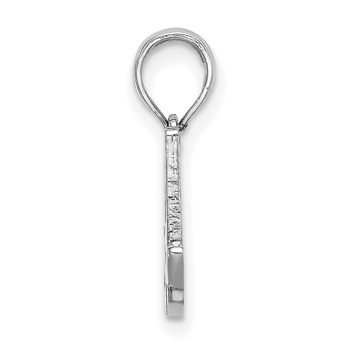 14k White Gold Script Letter A Pendant, Polished Cursive Initial Charm for Women