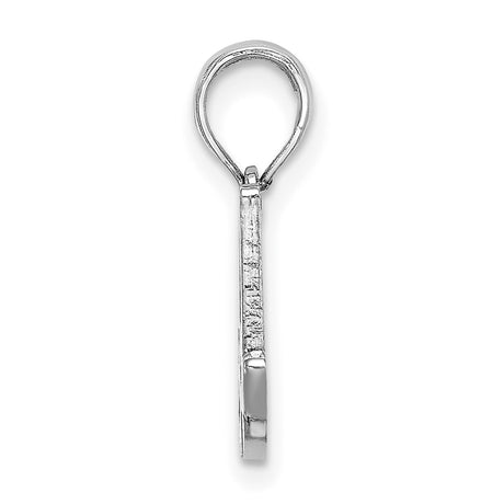 14k White Gold Script Letter A Pendant, Polished Cursive Initial Charm for Women