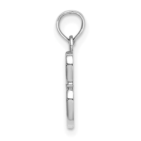 14k White Gold Script Letter B Pendant, Polished Initial Charm for Women or Unisex Wear