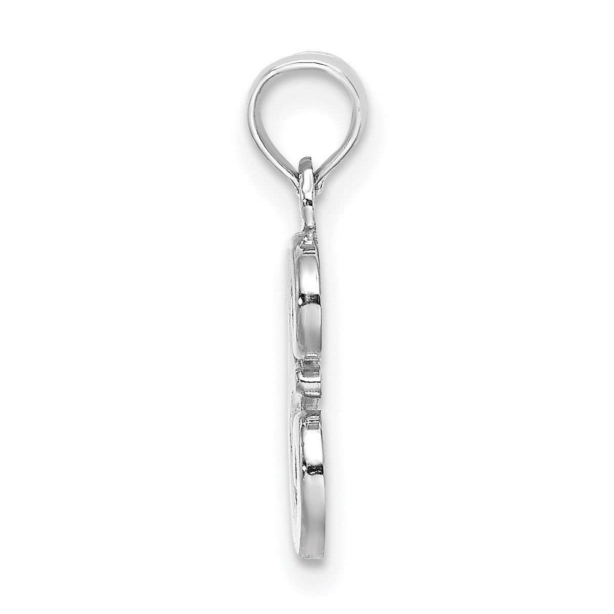 14k White Gold Initial E Pendant, Script Alphabet Charm with Polished Finish for Women
