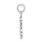 14k White Gold Initial E Pendant, Script Alphabet Charm with Polished Finish for Women