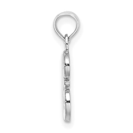 14k White Gold Initial E Pendant, Script Alphabet Charm with Polished Finish for Women