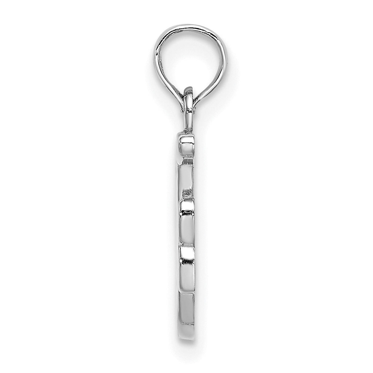 14k White Gold Script Letter F Pendant, Polished Uppercase Initial Charm for Women