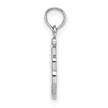 14k White Gold Script Letter F Pendant, Polished Uppercase Initial Charm for Women