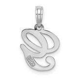 14k White Gold Script Letter G Pendant, Polished Cursive Initial Charm for Women