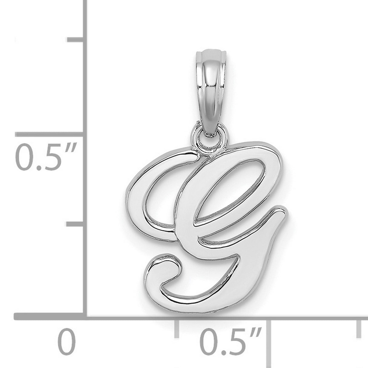14k White Gold Script Letter G Pendant, Polished Cursive Initial Charm for Women