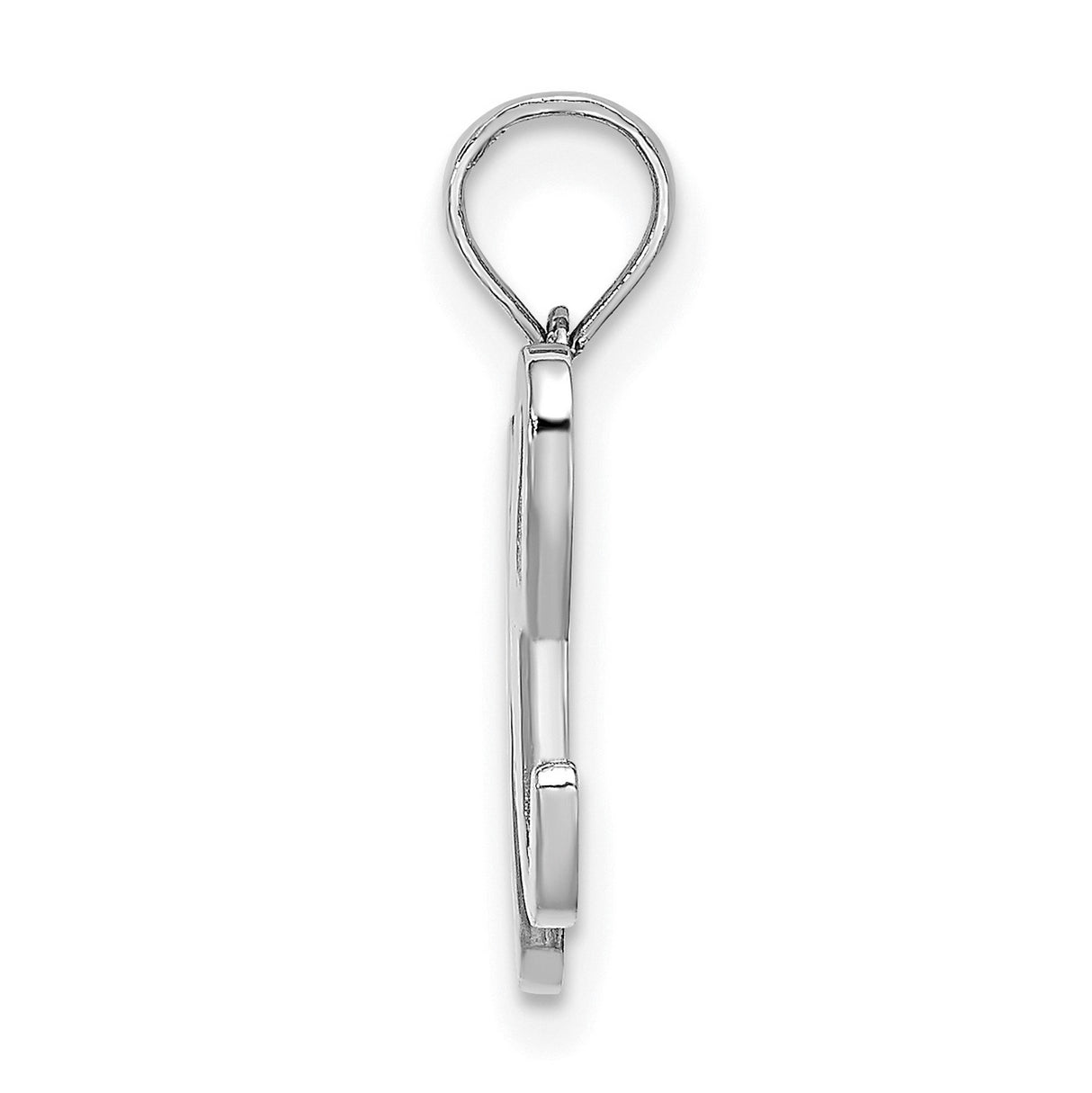 14k White Gold Letter H Pendant, Polished Script Initial Charm for Women