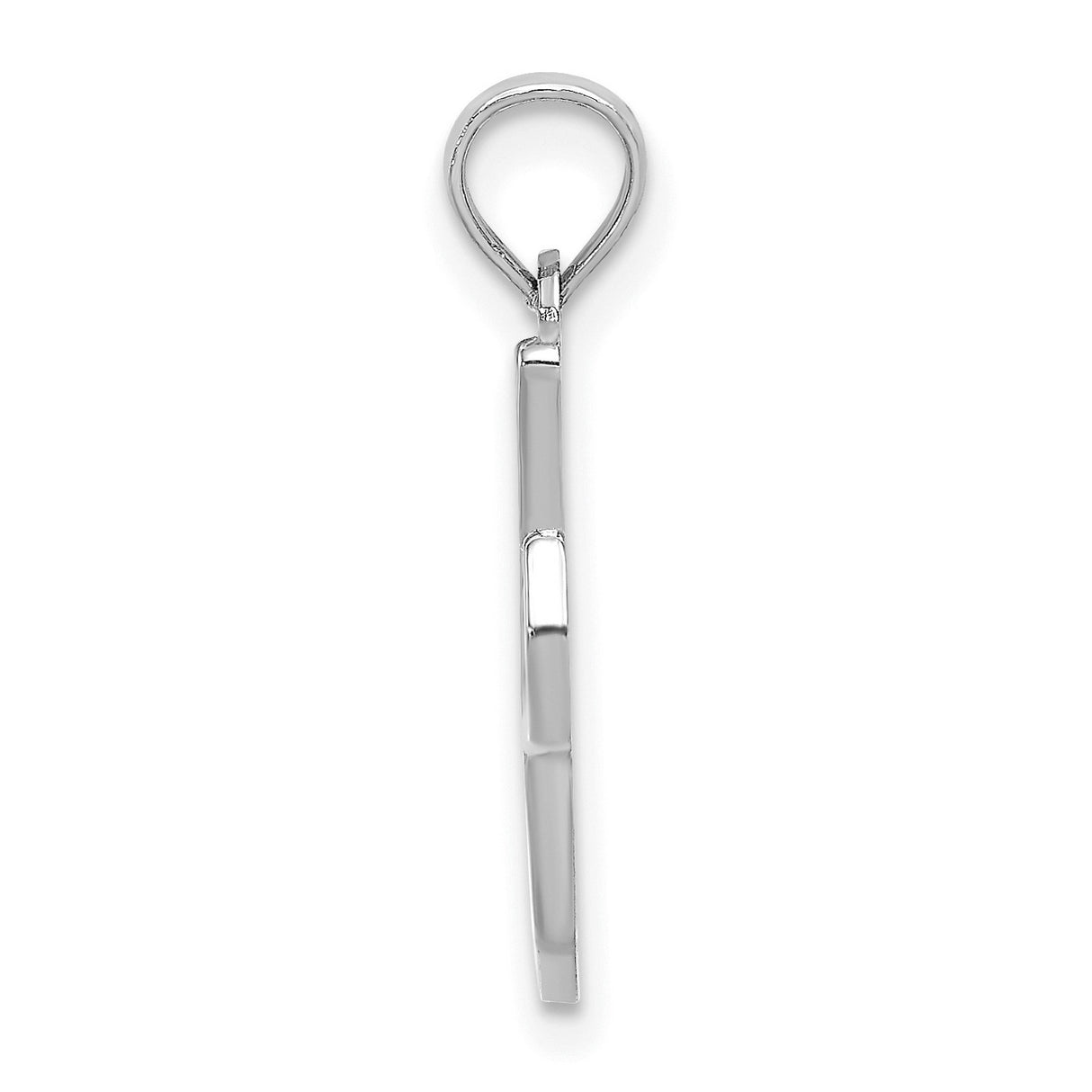14k White Gold Initial Pendant, Polished Script Letter J Charm for Women