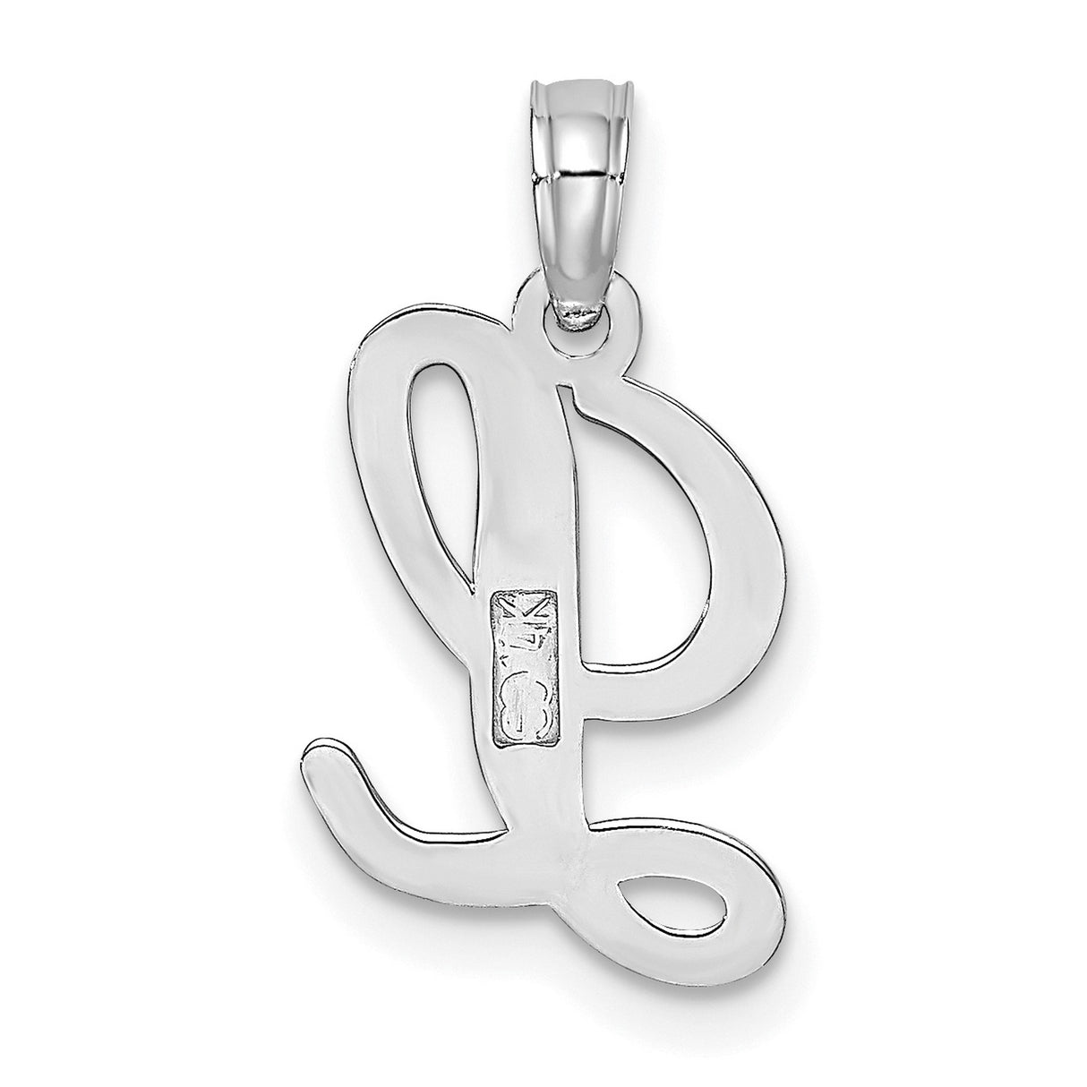 14k White Gold Script Initial L Pendant, Cursive Letter Alphabet Charm for Women