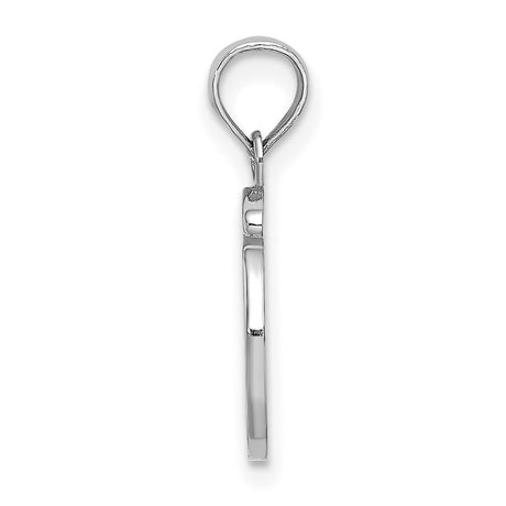 14k White Gold Letter G Pendant, Polished Script Initial Charm for Women