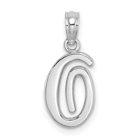 14k White Gold Letter G Pendant, Polished Script Initial Charm for Women
