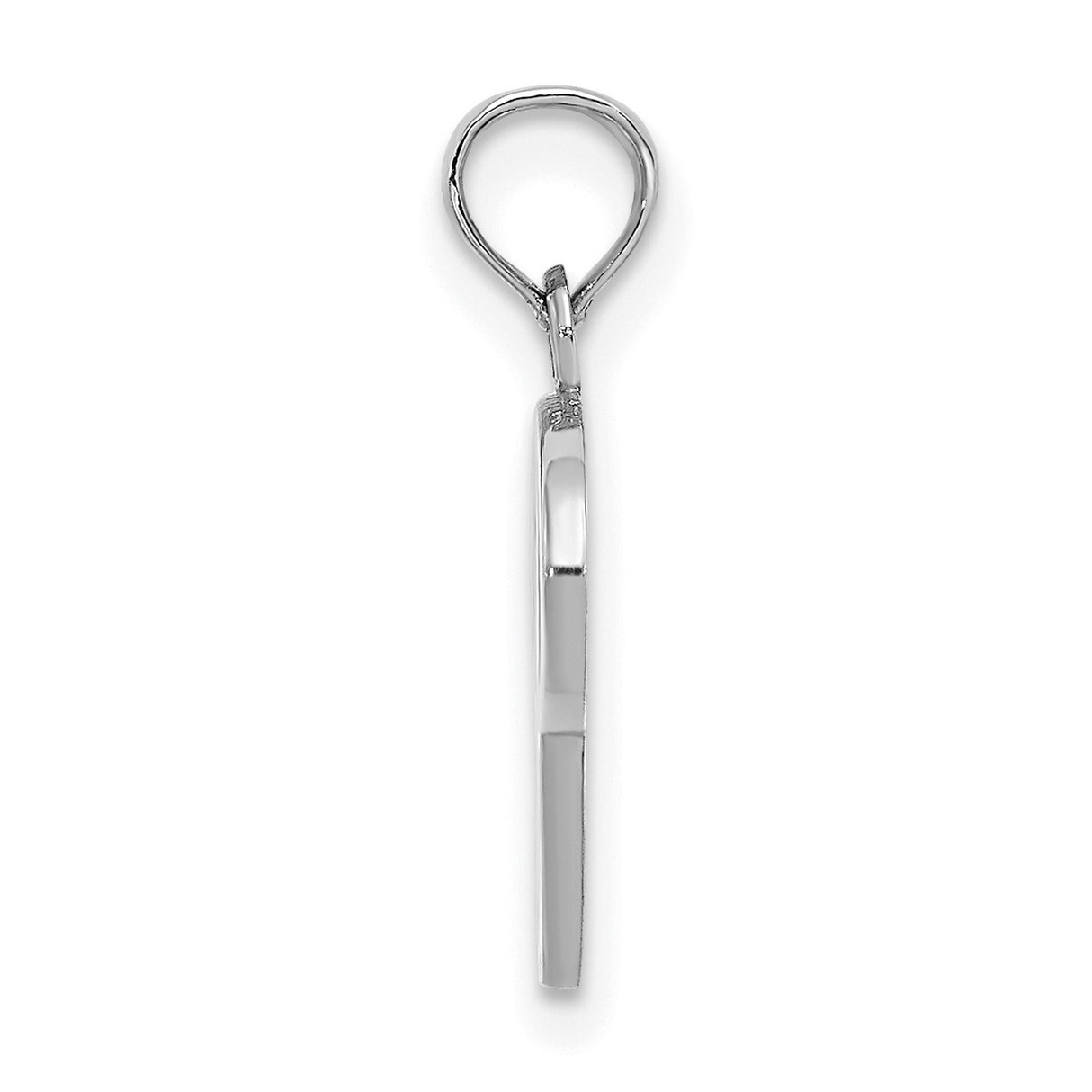 14k White Gold Script Letter P Pendant, Polished Cursive Initial Charm for Women