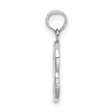 14k White Gold Script R Pendant, Polished Cursive Initial Letter Charm for Women