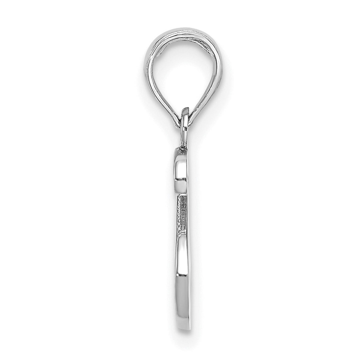14k White Gold Script Letter S Pendant Charm, Polished Initial Design for Women or Unisex Wear