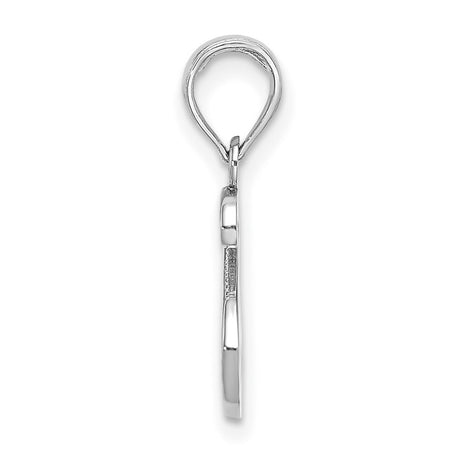 14k White Gold Script Letter S Pendant Charm, Polished Initial Design for Women or Unisex Wear